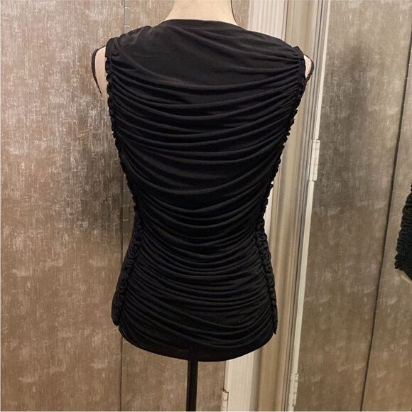 KOBI HALPERIN Elegant Black Ruched Sleeveless Top, M - Picture 6 of 9